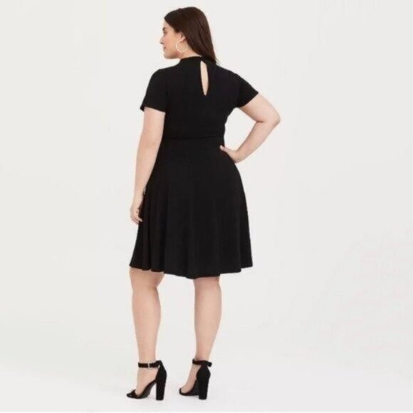 Torrid Black Knit Mock Neck Skater Sweater Dress Fit and Flare - Picture 8 of 8